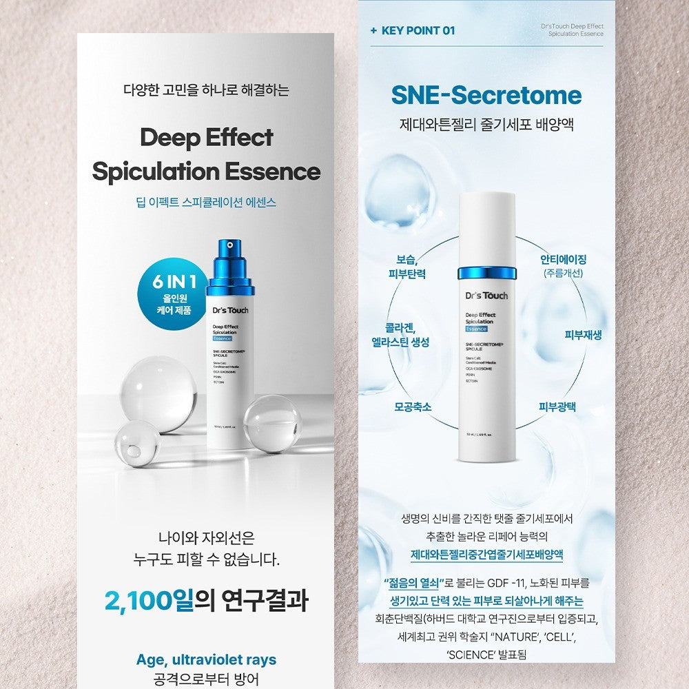 Dr's Touch Deep Effect Spiculation Essence ingredients and technology graphic