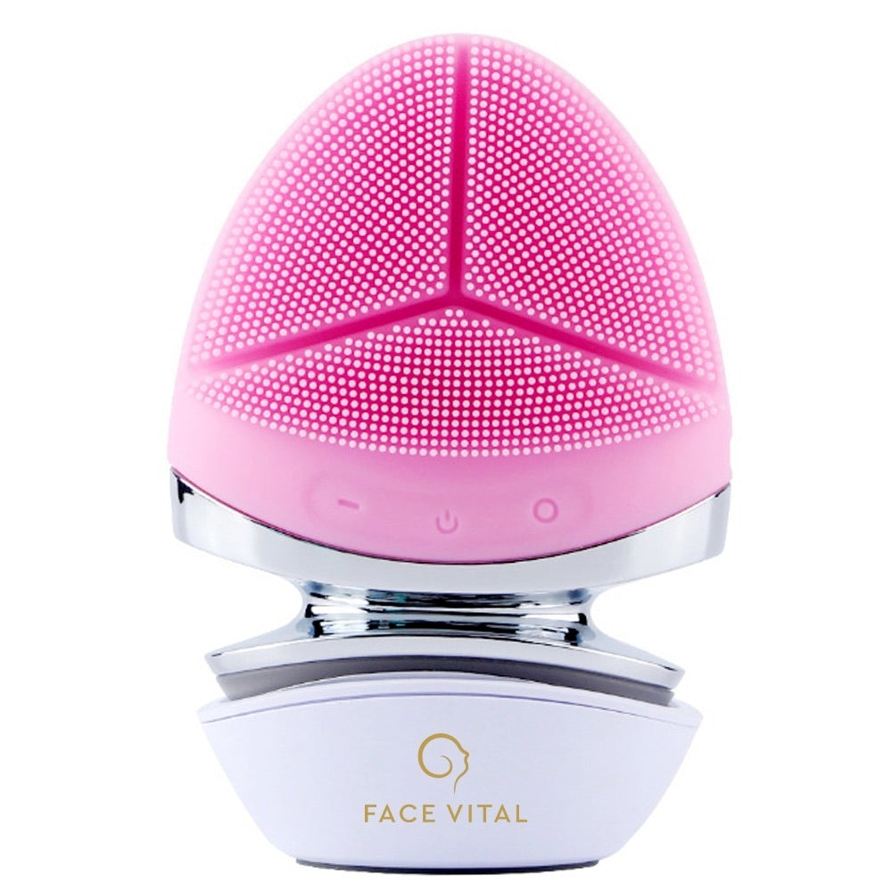 FACE VITAL EMS فرشاة وجه سيليكون بتيار صغير مع وظيفة الحرارة