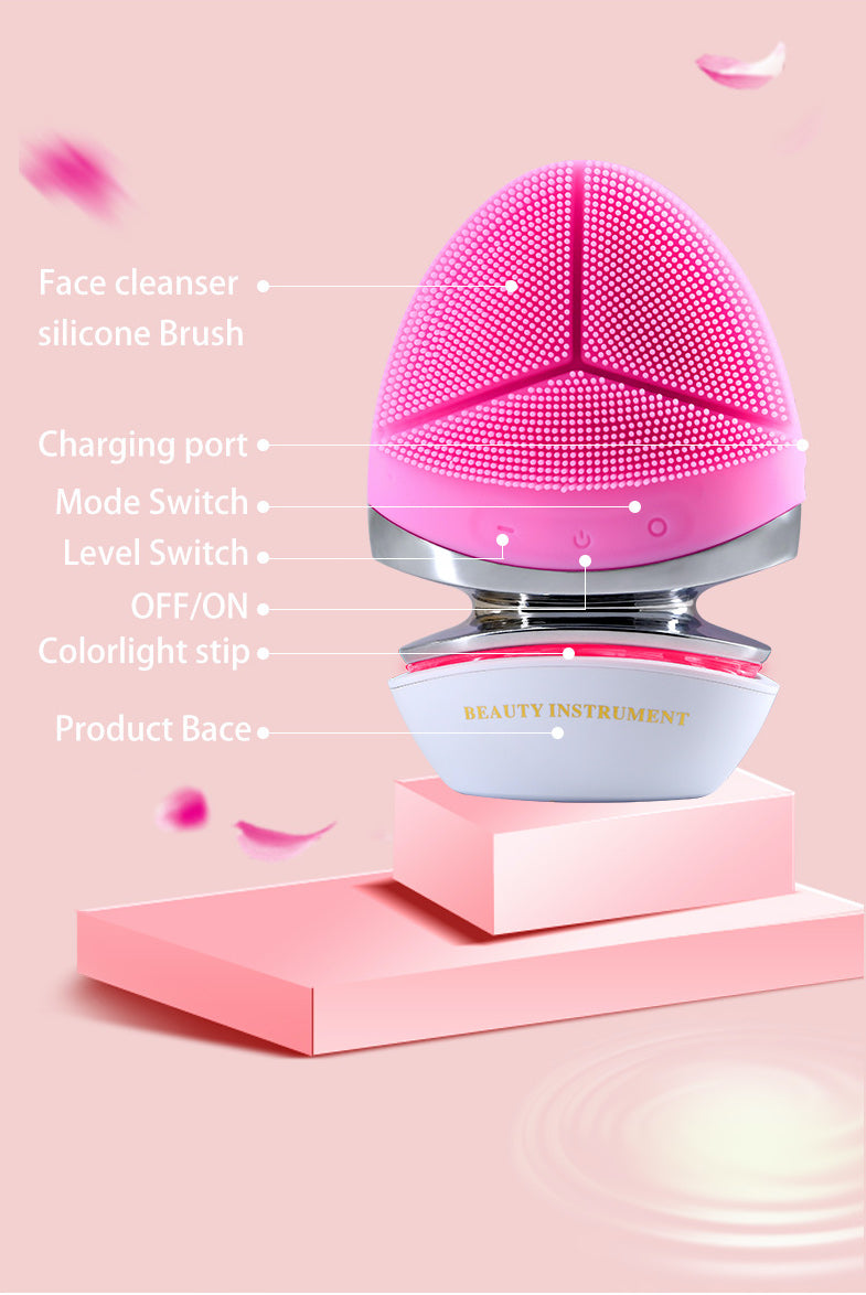 FACE VITAL EMS فرشاة وجه سيليكون بتيار صغير مع وظيفة الحرارة